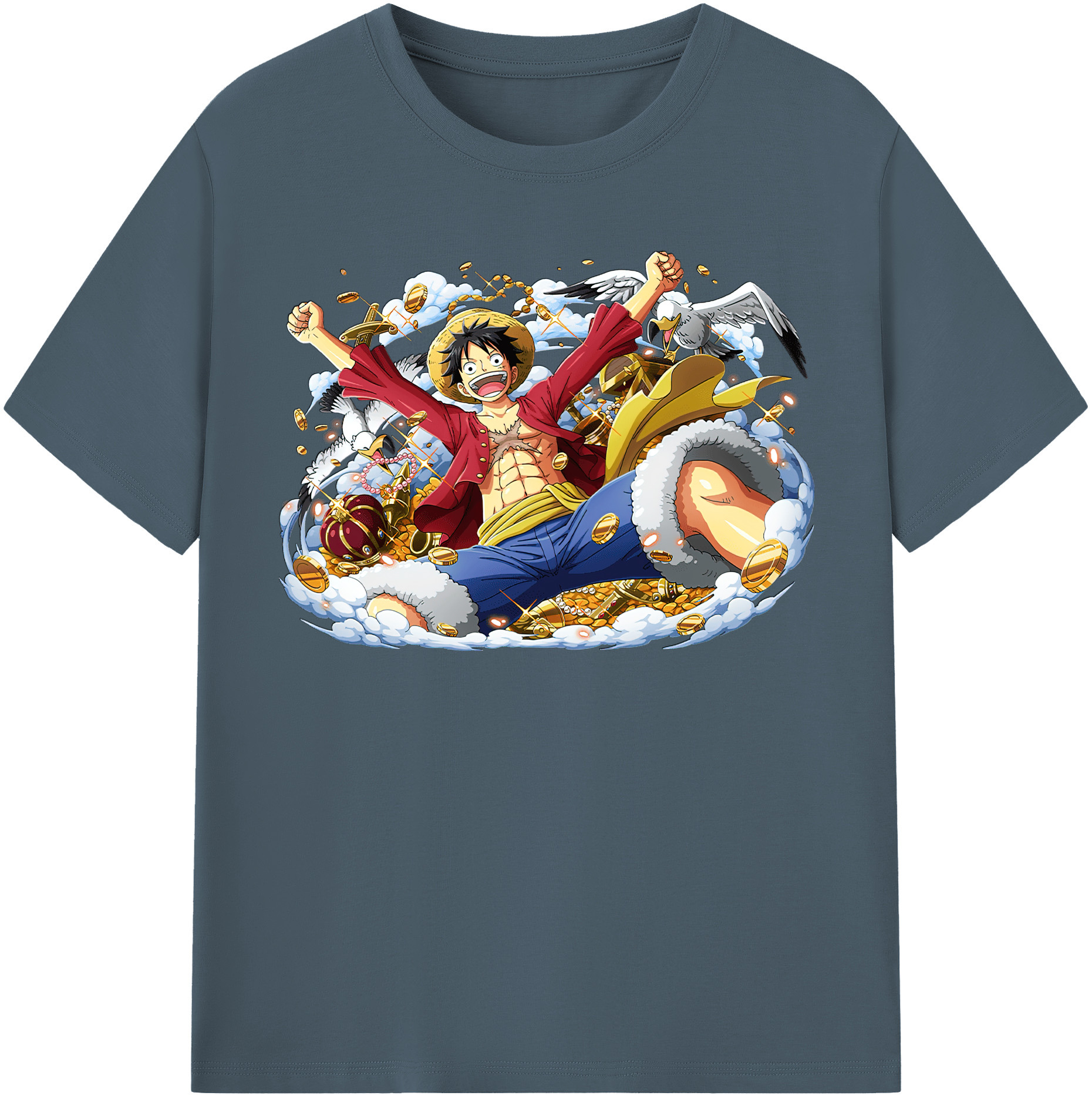 ワンピース モンキー・D・ルフィ ONE PIECE Monkey D. Luffy 綿100％半袖Tシャツ（フロントプリント）